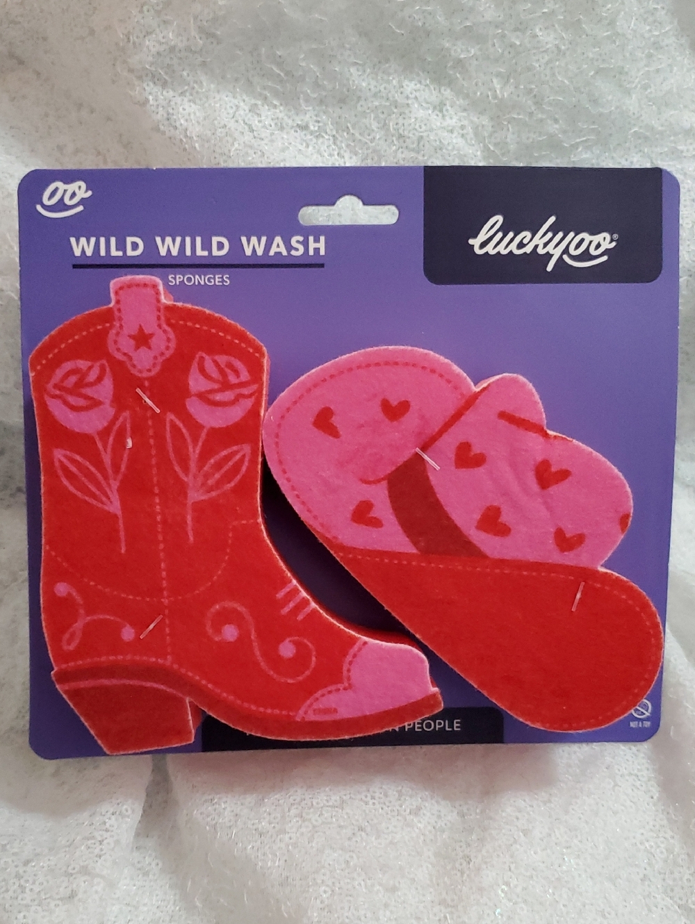 NWT Luckyoo Wild Wild Wash Sponge Set - Red & Pink Cowboy Boot + Hat